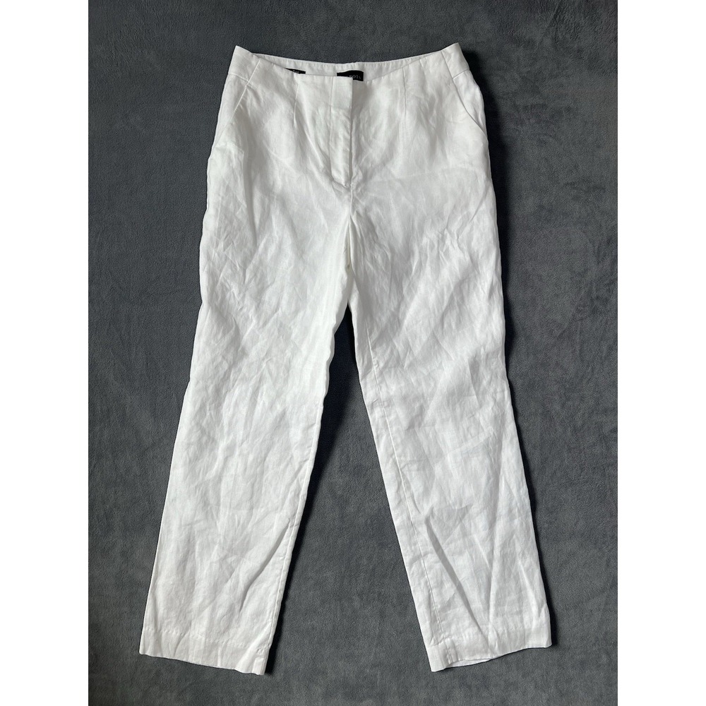 Women's Talbots Southampton Pants White 100% Linen Size 4P Minimalist Workwear